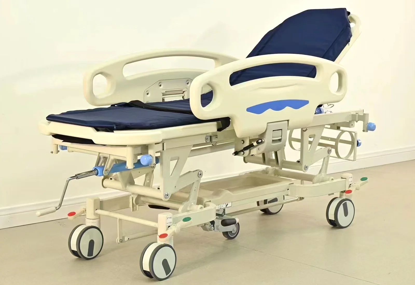 An electric multi-function hospital bed prepared on a ward